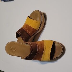 CLarks Women's Multicolor Wedge Sandals, Size 9.5